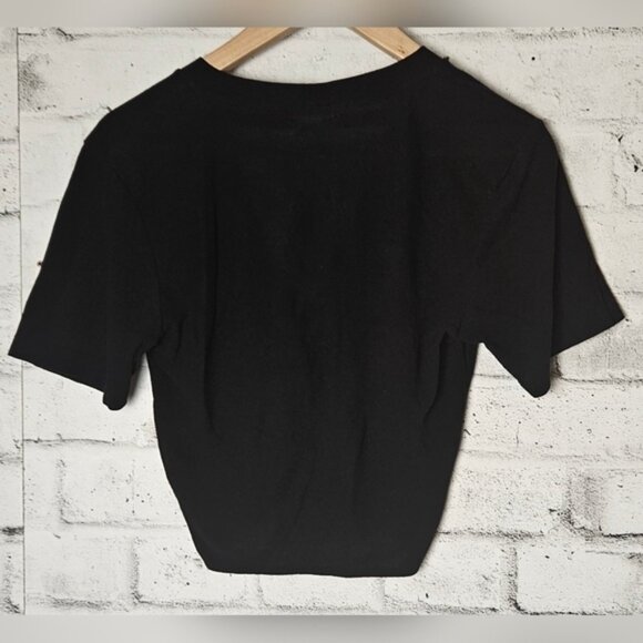COOPERATIVE Black Cutout Crop Twist Front Crewneck Top - Picture 2 of 8